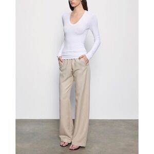 ENZA COSTA Twill Everywhere Pant Womens XS Stone Tan Wide Leg Quiet Luxury NEW